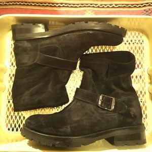 FRYE BLACK SUEDE BOOTS